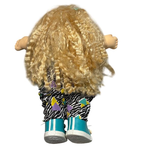 Vintage 1989 Cabbage Patch Kids Doll With Blonde Hair In Teal Top & Zebra Print - Picture 3 of 6
